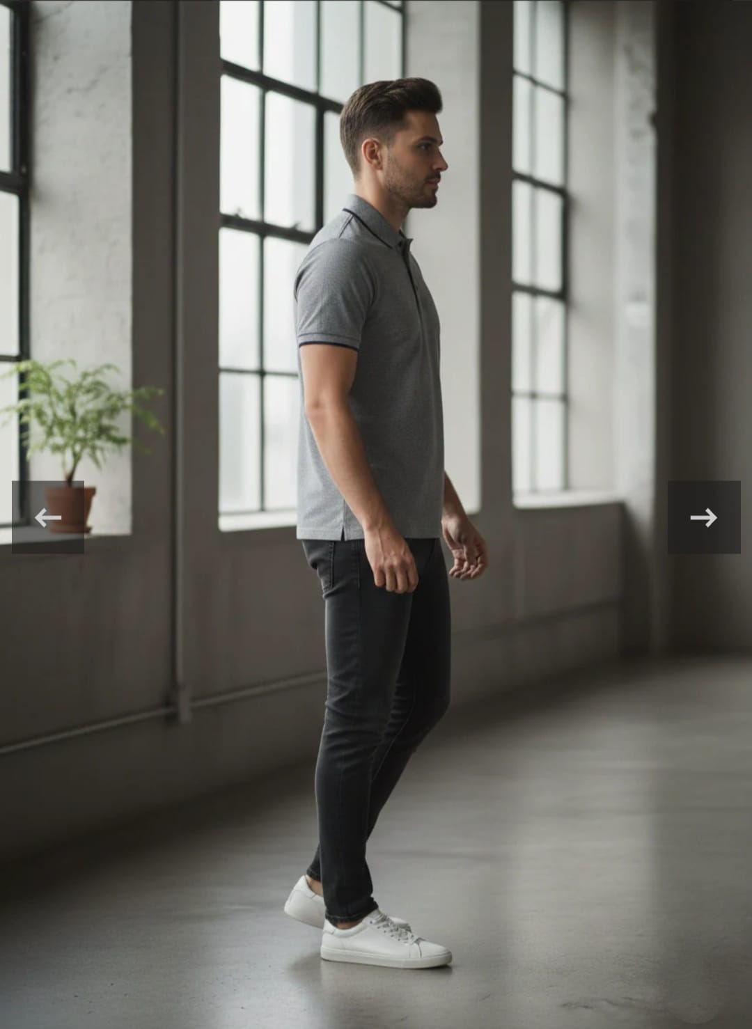 Brave Soul Grey/Black Slub Polo